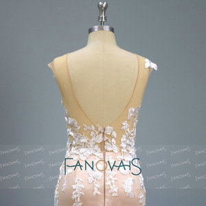 OWD-H2107 Long Train Lace Appliques Sleeveless Long <strong>Dress</strong> Wedding Gown Bridal Mermaid Wedding <strong>Dress</strong> - Product Image 3