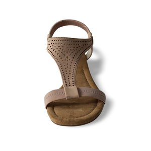 Сандалии женские на низком каблуке, удобные босоножки на танкетке, с лазерным верхом и Т-образным ремешком, с пряжкой - Product Image 3