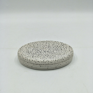 JUEHENG newest design round <strong>stone</strong> white concrete <strong>soap</strong> <strong>dish</strong> support oem customized ceramic
