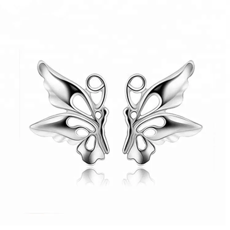 925 de plata esterlina elegante mariposa stud pendiente de animal lindo pendiente para regalo