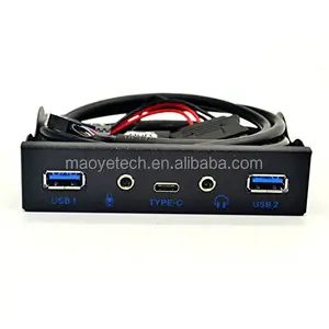 USB 3.0 2-Port 3.5 Inch Front Panel USB Hub with HD Audio Port/Microphone Port/USB 3.1 Type C Port for Desktop