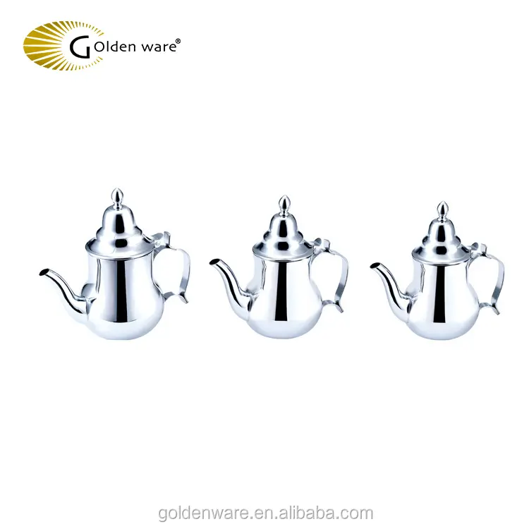 Golden Ware Pot Teh Berbahasa Arab, 0,35l 0,6l 0,8l 1L 1,2l 1,4l 1,6l 2L 2,4 L 201 # Stainless Steel Teko Teh Dallah