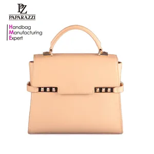 3719 Luxury hot sale Guangzhou Factory designer ladies saffinano leather handbag with decorative studs