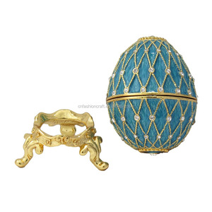 Zin aleación esmalte cristal azul Metal esmalte decorativo <span class=keywords><strong>faberge</strong></span> huevo para regalo de Pascua - Product Image 2