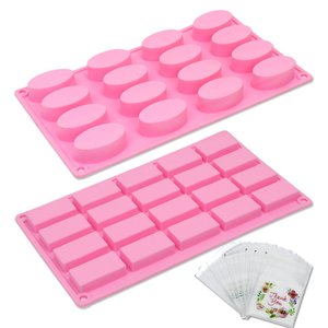 رغيف صابون سيليكون عالي الجودة 20 تجويف مستطيل و 16 تجويف بيضاوي (2 بوصة × 1 بوصة) - Product Image 1