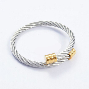 แฟชั่น Twisted Simple ราคาถูกสายสแตนเลสกำไลข้อมือสร้อยข้อมือบุรุษ - Product Image 2