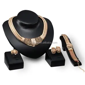 African Wedding Jewelry Necklace Big Bead Pendant Earrings Ring Bracelet Gold Charm Women Bridal Jewelry Sets Accessories Gift