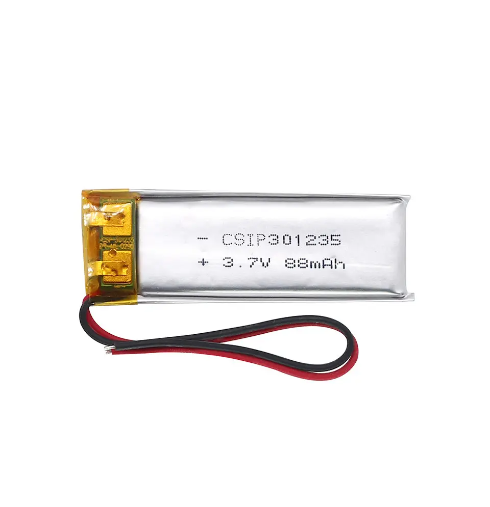 CSIP 301235 88mah 3.7V Lipo Battery Shenzhen RECHARGABLE Supply für Headset >800 mal Accepted RECH 3*12*35mm (T * W * L)