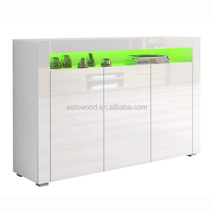 Hiện Đại Lớn Trắng Cao Gloss Sideboard Nội Các Đơn Vị Trắng Cao Bóng Top & Cửa Ra Vào/Trắng Matt Cơ Thể Dẫn Ánh Sáng - Product Image 6