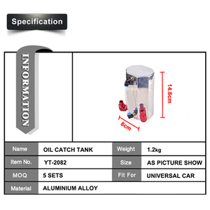 MOTOR Reservatório recuperateur vapeur dhuile UNIVERSAL Do Tanque de Respiro DO FILTRO + Filtro Kit Cilindro de Alumínio Motor Oil Catch Pode - Product Image 2