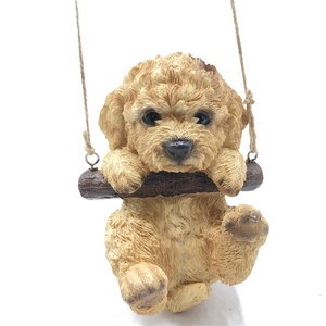 Figurine de décoration de jardin, animaux, cour, arbre suspendu, balançoire, chien, chiot en résine, usine en chine - Product Image 1