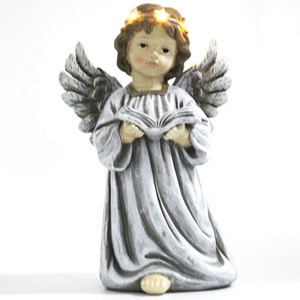 Decorazioni per la casa in fibra di vetro polyresin resina colorata cherubino bambino statua di angelo con Led ad anello - Product Image 5
