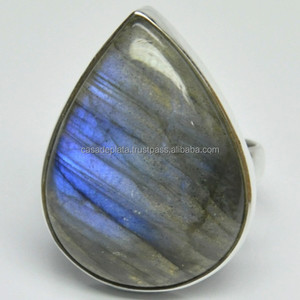 Anillo hecho a mano de Plata de Ley 925 auténtica, cabujón en forma de pera, piedra preciosa labradorita, joyería de moda, regalo de compromiso de boda, fiesta - Product Image 3