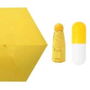 Regenschirm kapsel gelb pille regenschirm neue modelle schönes design 5 falten
