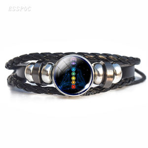 <span class=keywords><strong>Bracelet</strong></span> de Yoga en <span class=keywords><strong>cuir</strong></span> pour hommes et femmes, nouveaux bijoux, cordon tissé, Yoga, méditation, ogi, 7 chakras, mode 2020 - Product Image 1
