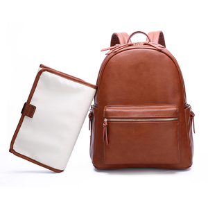 Grande capacità Premium pelle PU impermeabile pannolino zaino marrone mamma zaino per il viaggio del bambino vecchie borse per pannolini