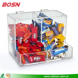 BOSN पारदर्शी 2 घटक एक्रिलिक थोक कैंडी मामले मशीन कड़ा बिस्कुट डिब्बे गुरुत्वाकर्षण Plexiglass बॉक्स खुदरा स्टोर के लिए