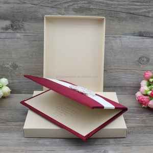 Couverture rigide en soie <span class=keywords><strong>bordeaux</strong></span>, Invitations de mariage, couleur chair, grand format - Product Image 5