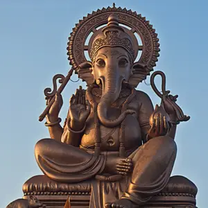 Gran cobre bronce religiosa hindú Dios indio escultura de Buda de bronce ganesh