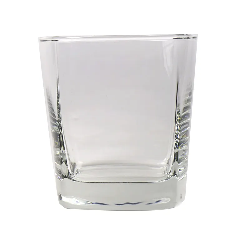 Verre à boire à base carrée de 290ml, double face épaisse, pour whisky et autres produits