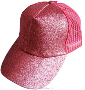 Moda <span class=keywords><strong>multi</strong></span> colori 5 pannelli disordinato panino alto regolabile glitter coda di cavallo camionista bling mesh cap - Product Image 6