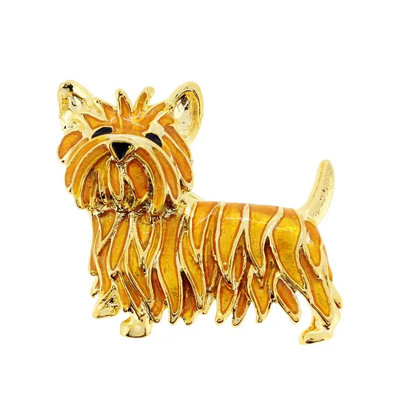 Broche esmalte dourado para cachorro, escova terror