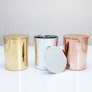 <span class=keywords><strong>Portacandele</strong></span> in Vetro <span class=keywords><strong>Color</strong></span> <span class=keywords><strong>Oro</strong></span> Rosa con Coperchio in Bambù, Produzione Cinese - Product Image 6