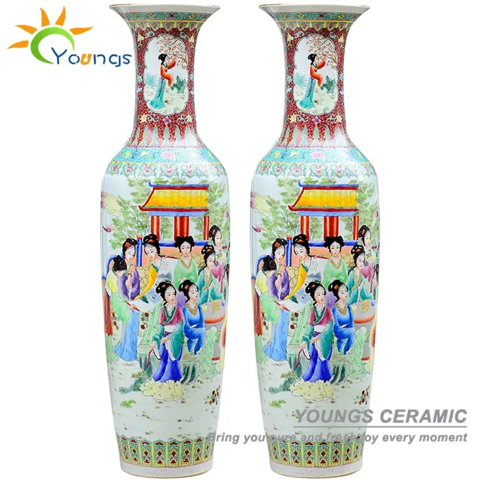 Large Luxury Antique Handpainted Chinese Famille Rose Porcelain Vases