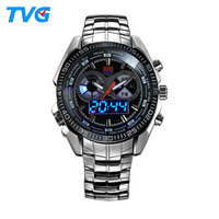 Relógio de pulso digital tvg 468, mais quente, masculino, pulseira de quartzo + visor duplo, função cronógrafo, relógios de pulso