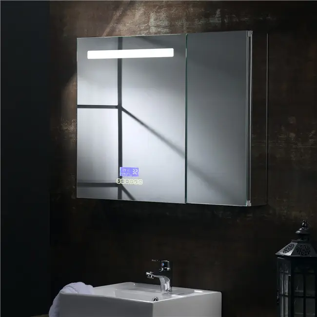 bathroom double sided mirror door cabinet with aluminum alloy material