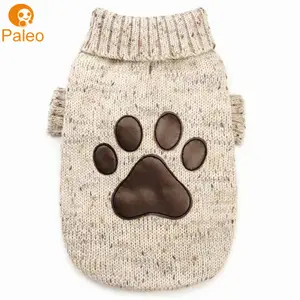 Paleo Pet giyim üreticisi pamuk kedi köpek Jumper giyim pençeleri yavru Pet giysi deri pençeleri örgü köpek kazak - Product Image 1