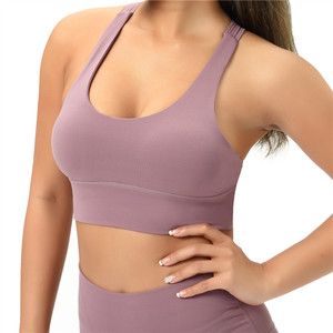Delle Donne di fabbrica Piccolo Moq <span class=keywords><strong>Sexy</strong></span> <span class=keywords><strong>Nude</strong></span> Top di Yoga in Palestra In Esecuzione di Allenamento Con Il Cinturino Personalizzato Reggiseno di Sport Con Crossback di Disegno - Product Image 3