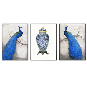 Grand art mural moderne de style européen Impression aquarelle colorée de paon sur toile <span class=keywords><strong>Peinture</strong></span> décorative <span class=keywords><strong>Numéro</strong></span> de modèle personnalisé - Product Image 4