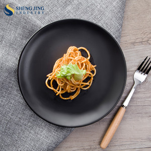 Nhật bản Hàn Quốc nhà hàng vòng màu đen mờ gốm nông bữa ăn tối món ăn tấm sứ Bộ đồ ăn rút tiền Schwarz - Product Image 2