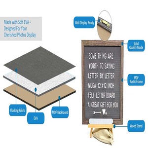 Gray <strong>Felt</strong> <strong>Letter</strong> <strong>Board</strong> 10x10 Inches. Changeable <strong>Letter</strong> <strong>Boards</strong> Include 300 White Plastic <strong>Letters</strong> &amp; Oak Frame. - Product Image 3