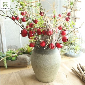 ก้านผลทับทิมปลอม5หัว,ก้านผลเบอร์รี่คริสต์มาสสำหรับตกแต่งบ้าน - Product Image 1