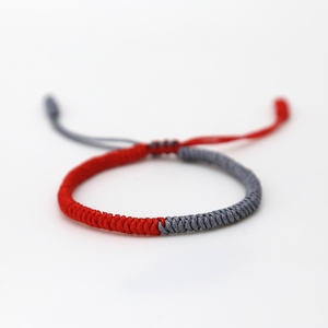 <span class=keywords><strong>Bracelet</strong></span> en corde rouge porte-bonheur bouddhiste pour hommes et femmes, bijou tressé à la main, avec nœuds ajustables, vente en gros, - Product Image 3