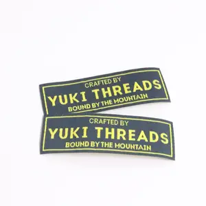 Eco-friendly custom high density clothes label embossed Logo polyester woven fabric label shirt tags for clothing