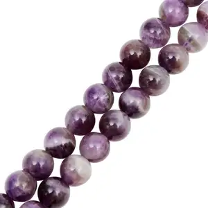 Natural Stone Beads Amethyst Round Loose Gemstone DIY Charm Smooth Beads