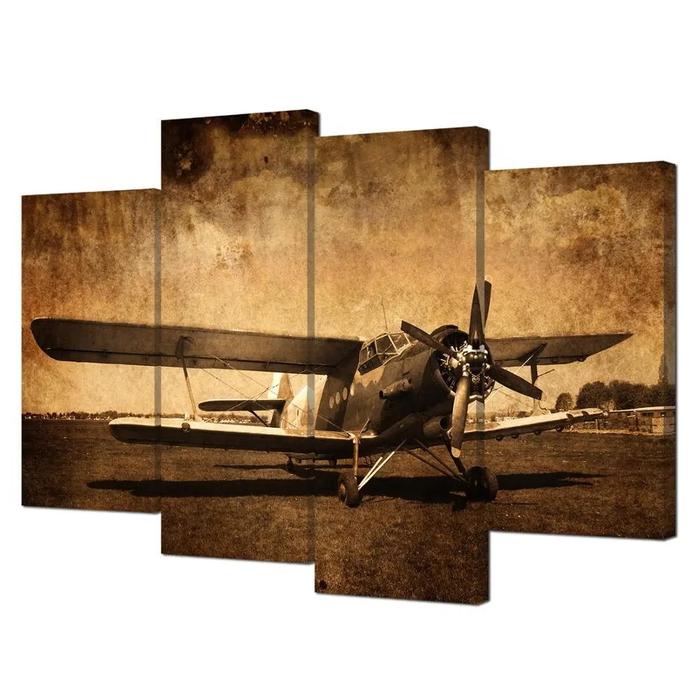 캔버스 인쇄 빈티지 항공기 예술 오래 된 비행기 그림 벽 장식 그림 레트로 군사 항공 비행기 전투기 벽 예술
