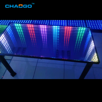 Table basse à effet tunnel lumineux LED 3D, effet d'illusion, LED, table à bière pong en verre infini, changement de couleur RVB, rectangle