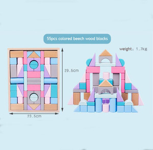 木质彩色高档山毛榉55原木儿童积木益智玩具 - Product Image 2