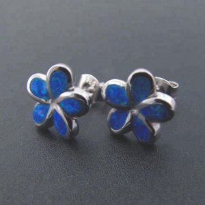 Fashion Hawaii Blue Fire <strong>Opal</strong> Flower <strong>Opal</strong> <strong>Earrings</strong> - Product Image 2