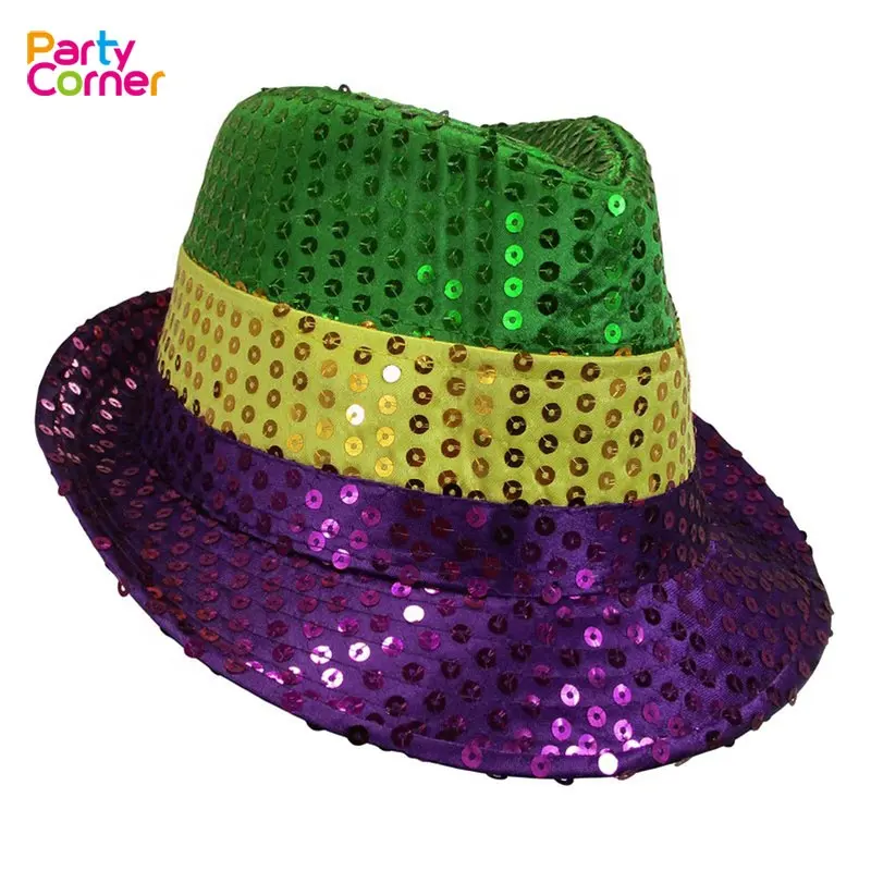 Sombrero de lentejuelas para carnaval, mardi gras, festival de Carnaval, suministros de decoración de fiesta, sombrero de jazz para actuaciones en escenario