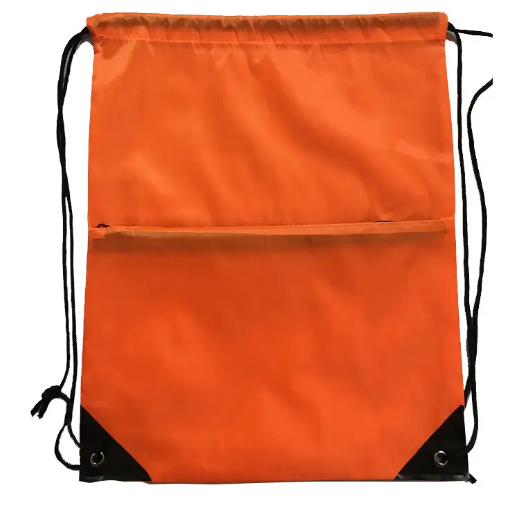 Mochila de cordão para viagens, bolsa esportiva com zíper frontal para armazenamento de viagens