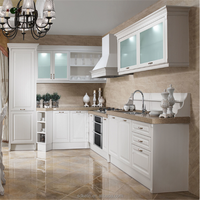 Meubles de cuisine en PVC sans cadre, panneau de particules, portes revêtues de PVC