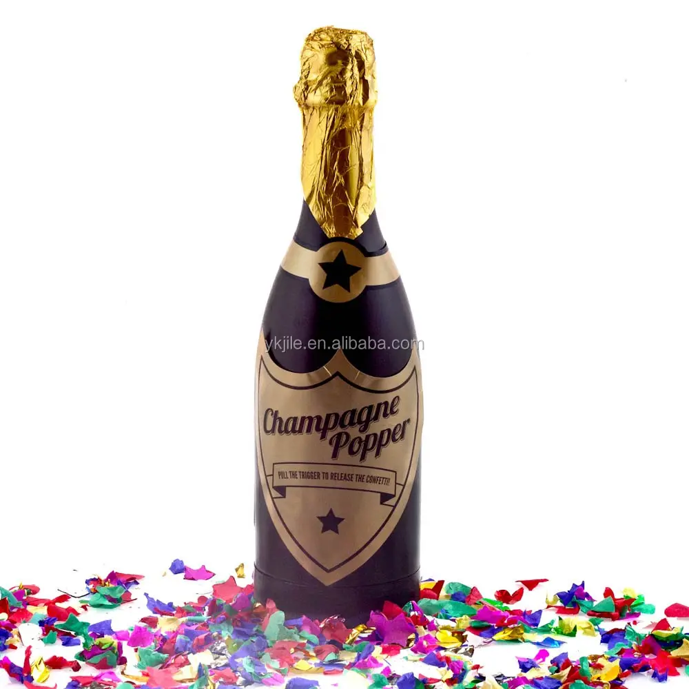 Confetti Champagne Bottle Party Popper With Colorful Metallic Foil Circle Confetti Cannon