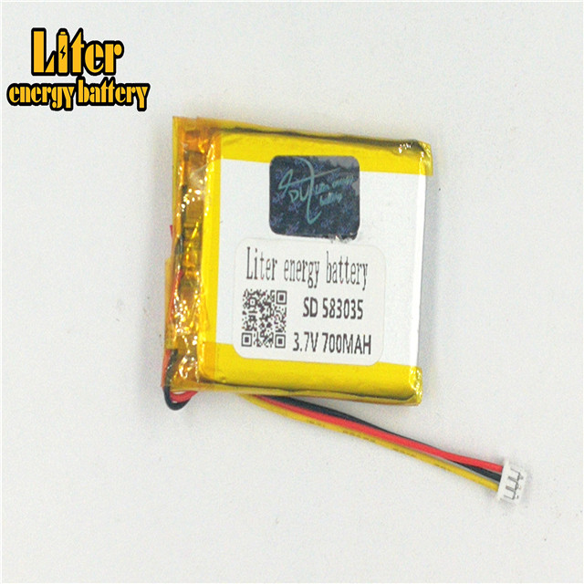 Prise 1.25-3 P 3.7 V 583035 700 mah Haute qualité batterie rechargeable au lithium-polymère