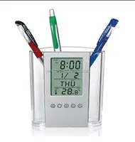 Unionpromo suporte de caneta cristal personalizado com relógio digital