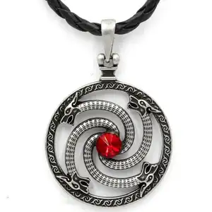 Collana con ciondolo RUNE drago vichinghi nordici in argento antico all'ingrosso gioielli vichinghi